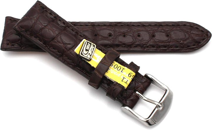 20mm XS Damenlänge Echt Alligator Vintage hangemacht in Deutschland Uhrenarmband Dunkel braun