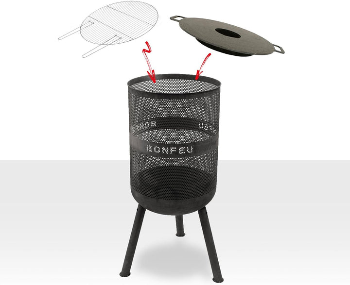 BonFeu Bonves Ø 34cm Schwarz - Feuerkorb für den Garten - Feuertonne & Feuerstelle - Feuerschale Feu