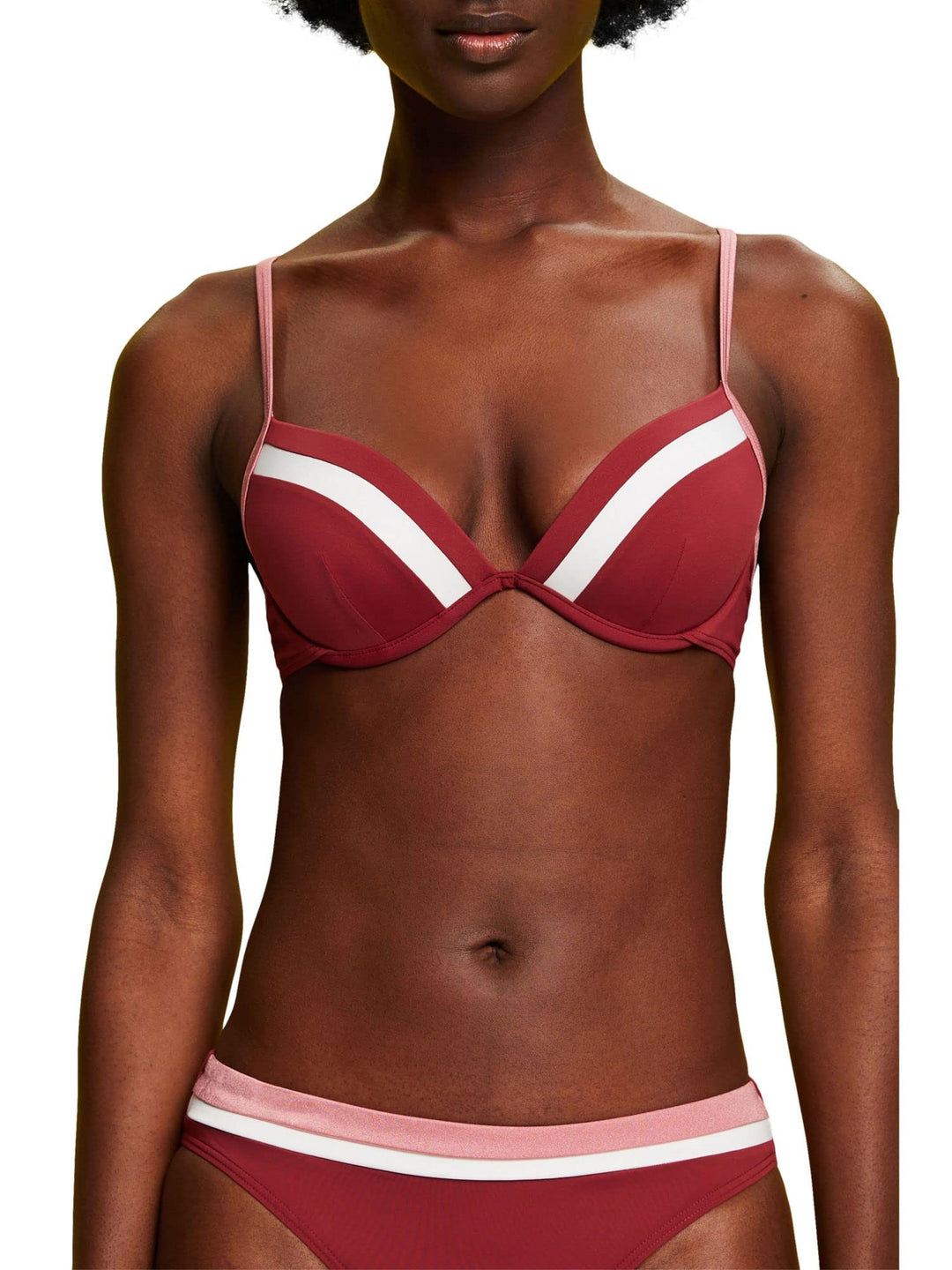 ESPRIT Damen Tayrona Beach RCS Pad.Plunge Bikini, Dark Red