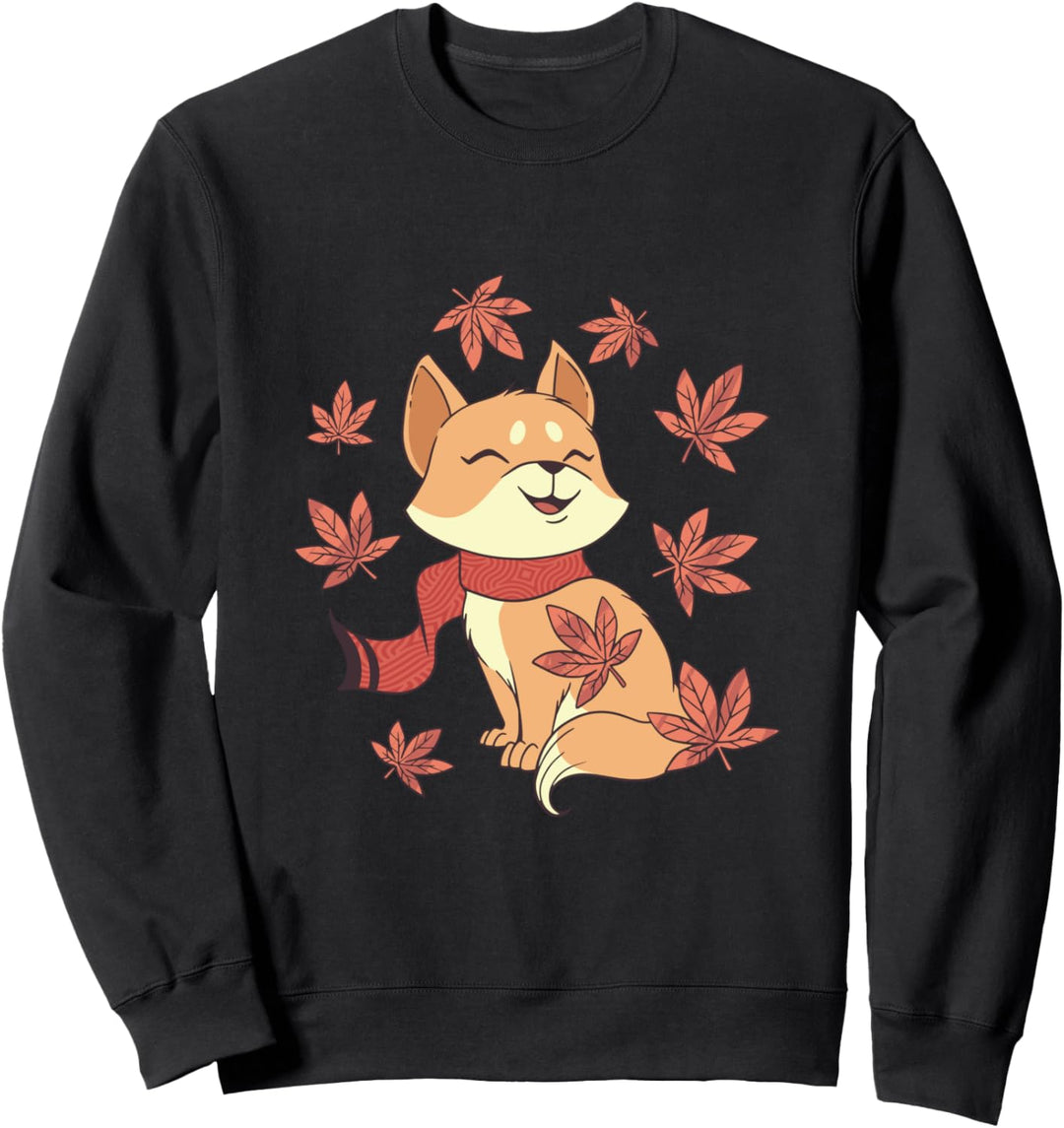 Tier Design mit Katze mit Schal und Herbst Laub Sweatshirt