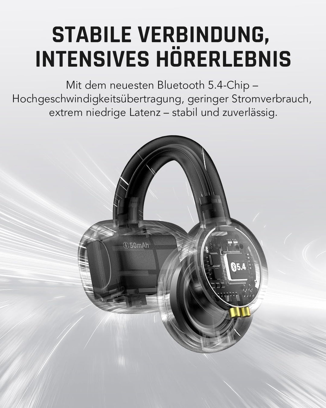 Black Shark T19 Open Ear Kopfhörer Kabellos Bluetooth Clip On Ohrhörer, 5g Leicht komfortabel, Adapt