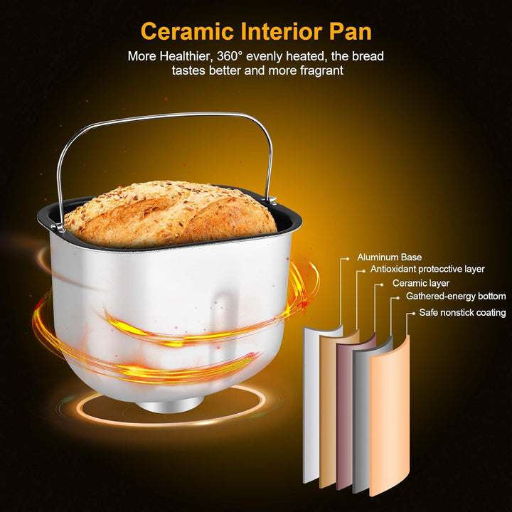 Brotbackmaschine 550 W, automatischer Brotreiniger mit 25 Programmen, Kapazität 500-1000 g