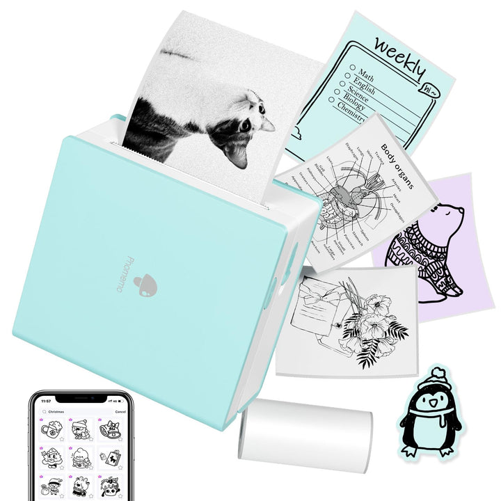 Phomemo M02 Mini Drucker,Bluetooth Taschendrucker,Aufkleber Klein Thermodrucker,Tragbarer Portable P