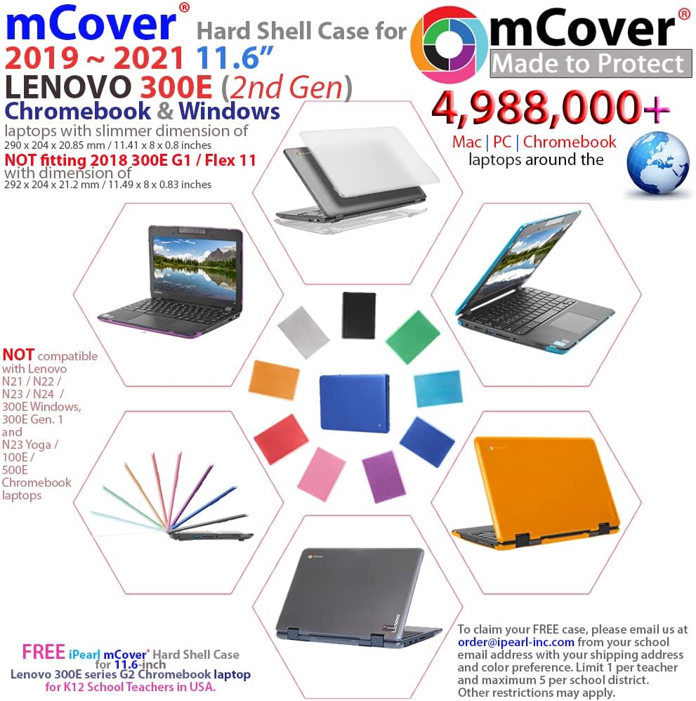 mCover Hartschalen-Schutzhülle kompatibel mit 29,5 cm (11,6 Zoll) Lenovo 300E 2. Gen. Chromebook Ros