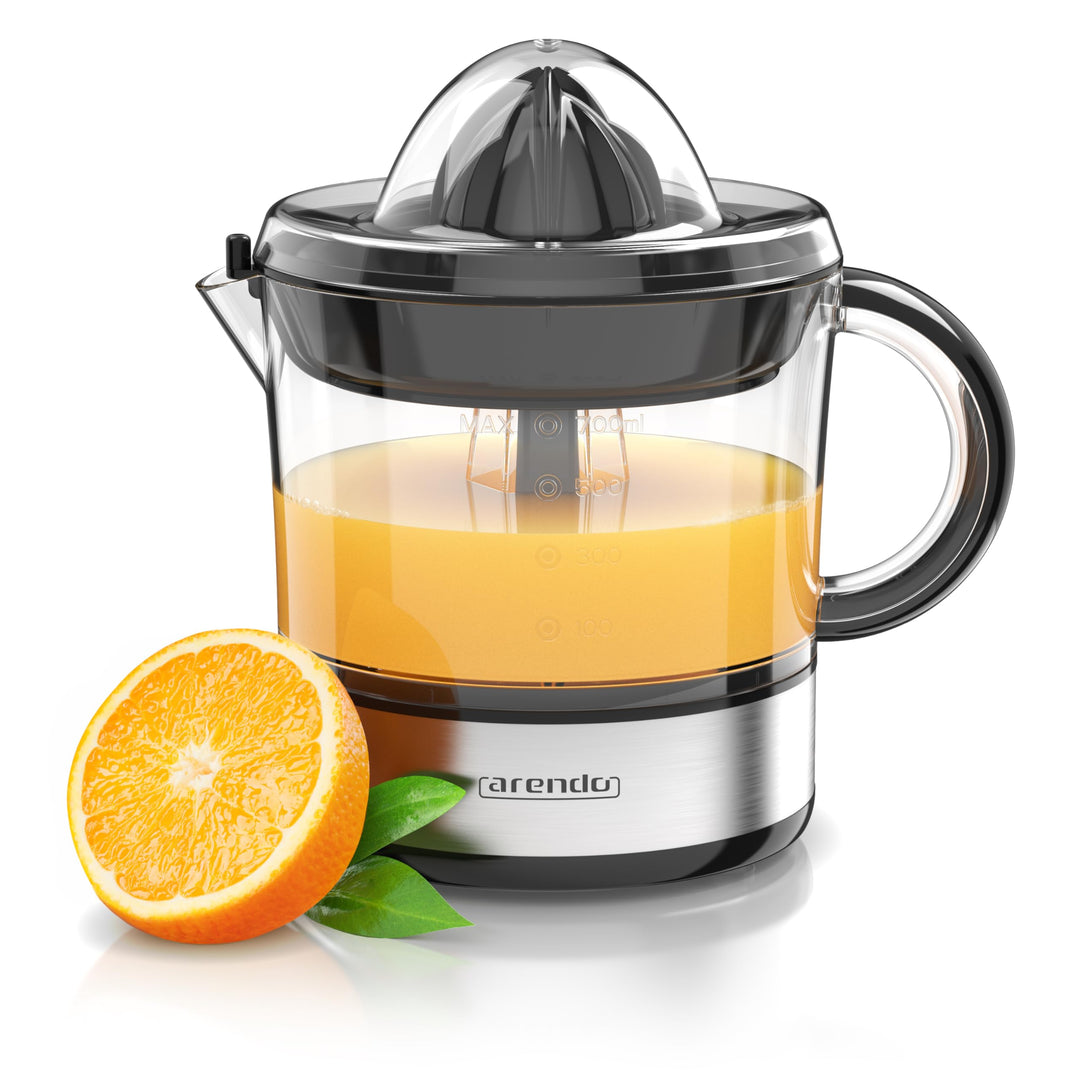Arendo - elektrische Saftpresse 700 ml - Zitruspresse Orangenpresse Entsafter - 2 Presskegel – Klars