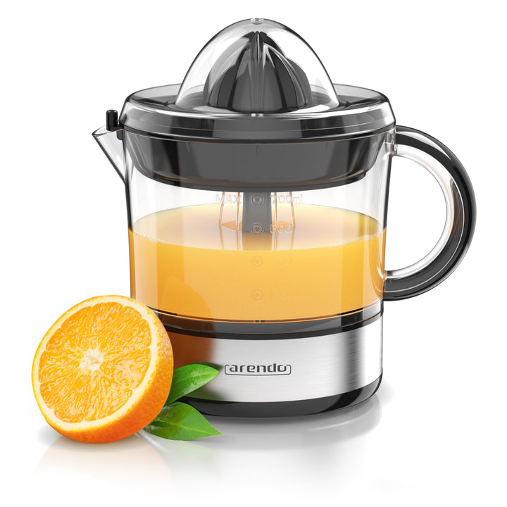 Arendo - elektrische Saftpresse 700 ml - Zitruspresse Orangenpresse Entsafter - 2 Presskegel – Klars