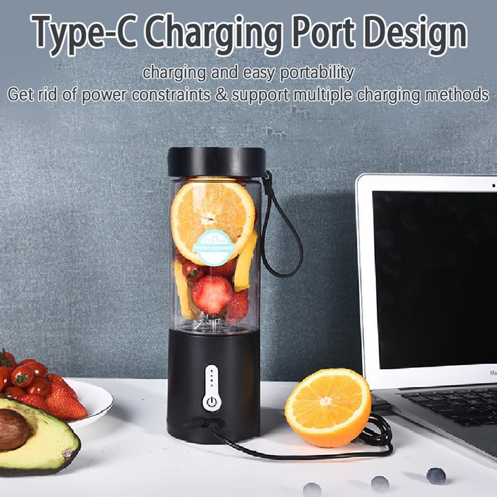 Tragbarer Mixer, Smoothie Maker to go für Shakes und Smoothies mit 6 scharfen Klingen, USB-wiederauf