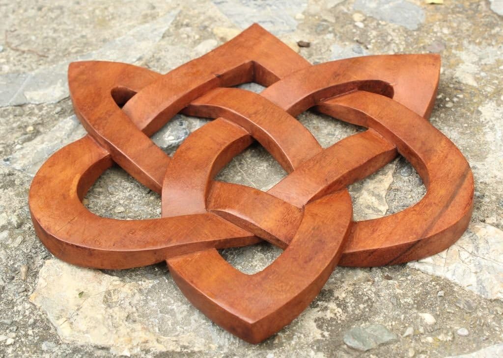 Windalf Celtic Holzbild MIA Ø 23 cm Keltischer Liebesknoten Herz Wanddeko Handarbeit aus Holz