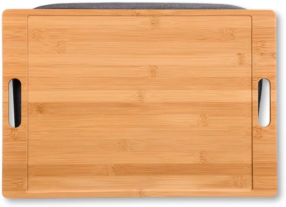 Kesper | Knietablett, Mateial: Bambus, Textil, Masse: 45 x 31 cm/Höhe: 8 cm, Farbe: Braun, Grau | 77