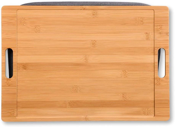 Kesper | Knietablett, Mateial: Bambus, Textil, Masse: 45 x 31 cm/Höhe: 8 cm, Farbe: Braun, Grau | 77