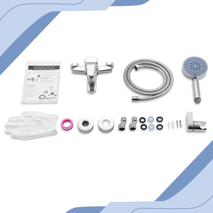 Badewannenarmatur mit Handbrause, Messing Mischbatterie Badewanne mit 5 Funktionen, Aufputz Wannenar