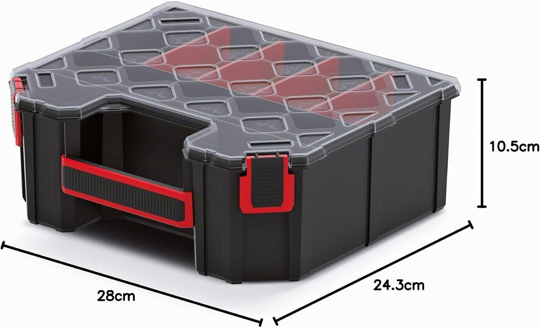 Mivos Sortimentskasten 12” für Zubehör und Kleinteile - Schraubenbox mit 8 Fächer zur Aufbewahrung -