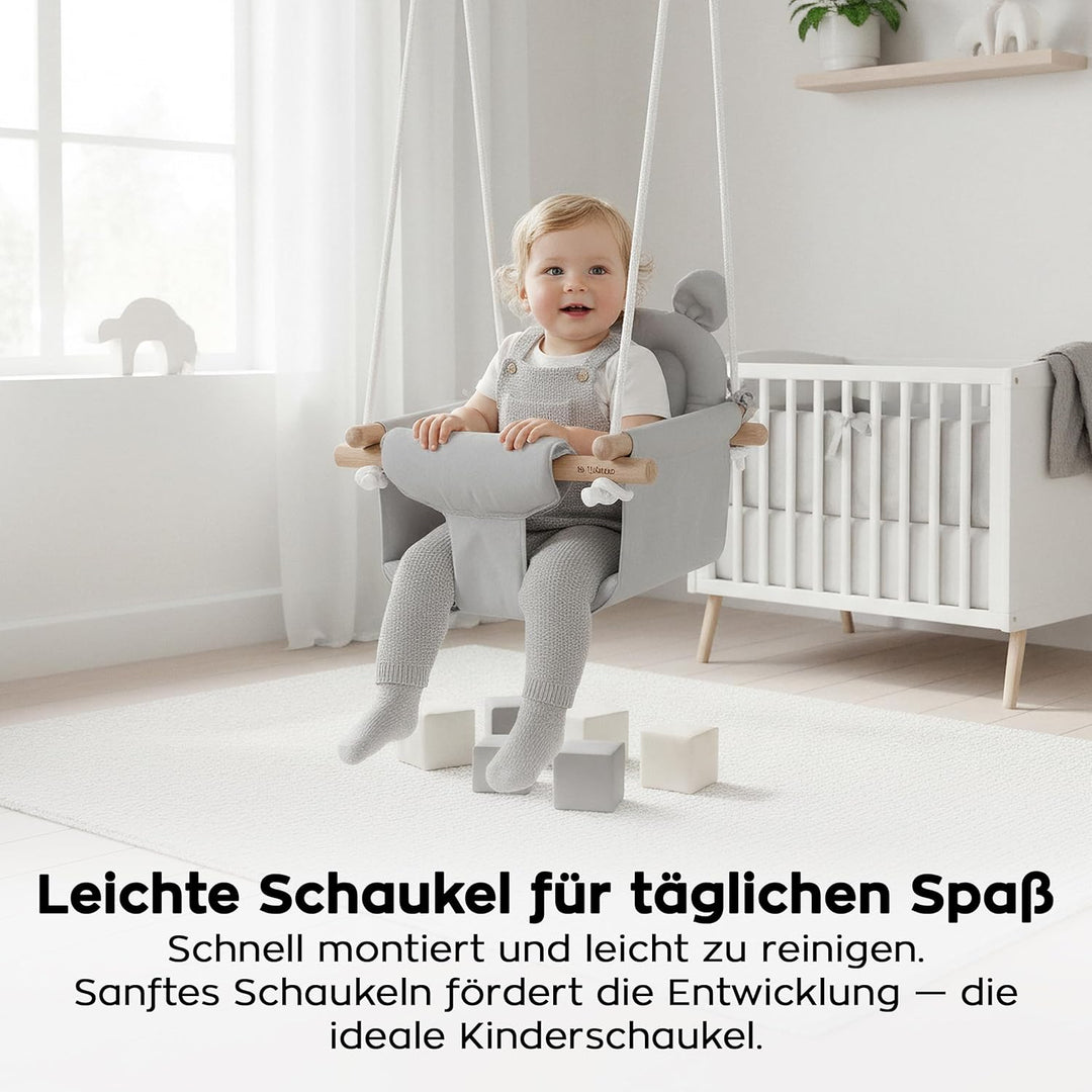 TULANO Hop 30 Grey | Bär Babyschaukel Kinderschaukel Kleinkindschaukel Kindergartenschaukel Set | In