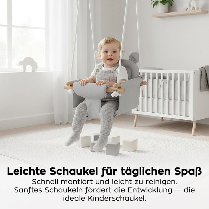 TULANO Hop 30 Grey | Bär Babyschaukel Kinderschaukel Kleinkindschaukel Kindergartenschaukel Set | In