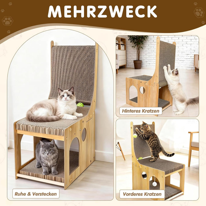 Kratzbretter Katze 65 cm Hohe L-Förmige Kratzpappe für Katzen, Hochdichtes Verschleissfestes Multifu