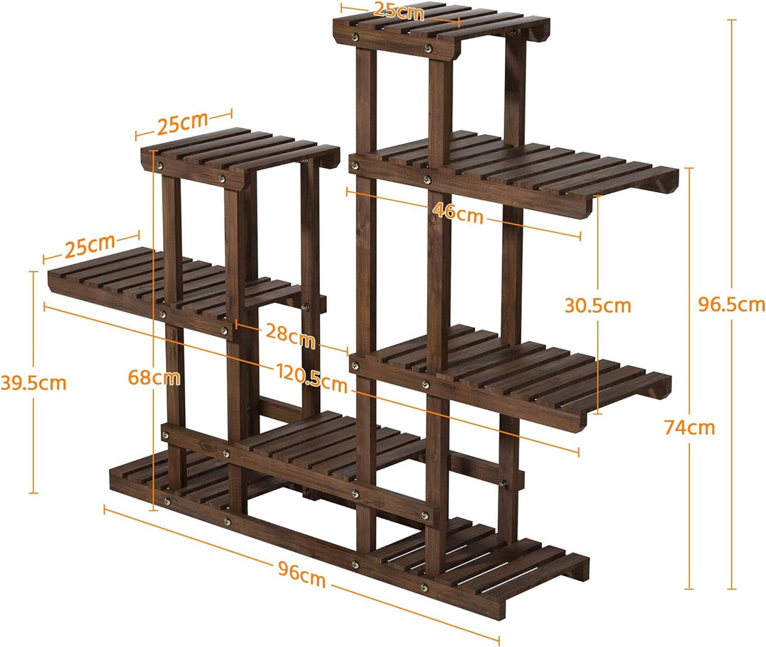 Yaheetech Pflanzenregal Holz, Blumenregal Outdoor, Blumentreppe 6 Ebenen, Pflanzentreppe mehrstöckig