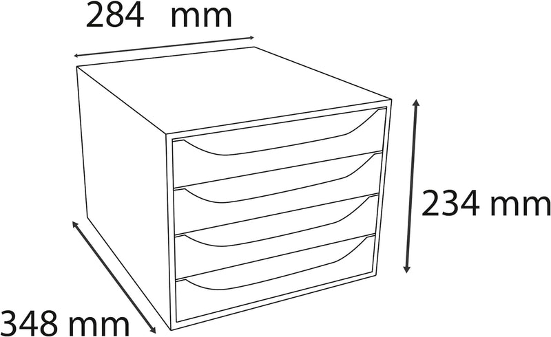 Exacompta 228697D Ablagebox Linicolor mit 4 Schubladen für DIN A4+ Dokumente. Ecobox mit hoher Kapaz