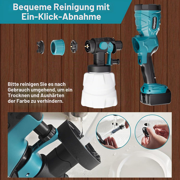 18V-Farbsprüher Hochgeschwindigkeit für Makita 18V LXT Akku, 2 Behälter, leicht zu reinigen, für Hau