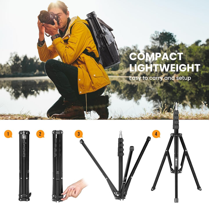 TARION Lichtstativ 180 cm Aluminium Lampenstativ Traglast 8 kg für Studio Outdoor Fotografie Ringlic
