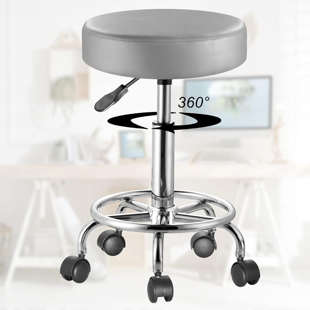 Casaria® Rollhocker Höhenverstellbar 10cm Polsterung 360°C Drehbar 51-65cm Sitzhöhe Fussstütze Küche