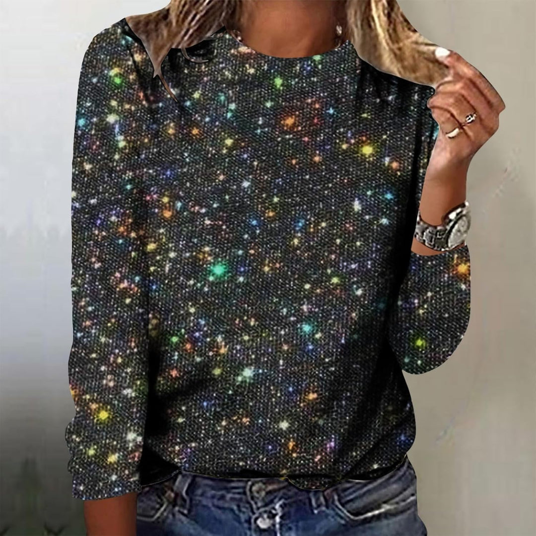 Damen Langarm Glitzer Shirt Sweatshirt-Damen Grosse Grössen Karneval Pailletten Top Frauen Tops Lang