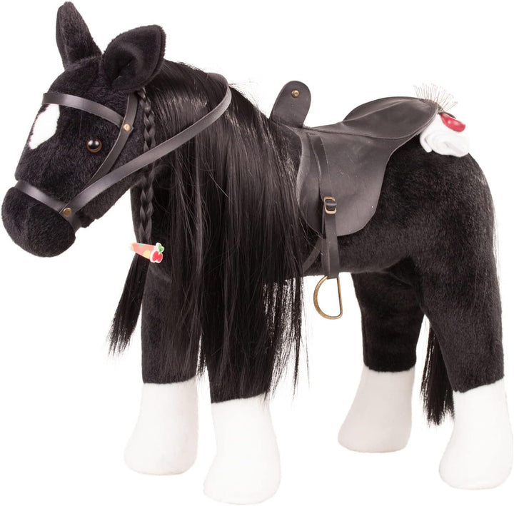 Götz 3402783 Kämmpferd Rappe Puppe - grosses Plüschpferd für Stehpuppen - Stockmass 37 cm - 52 cm gr