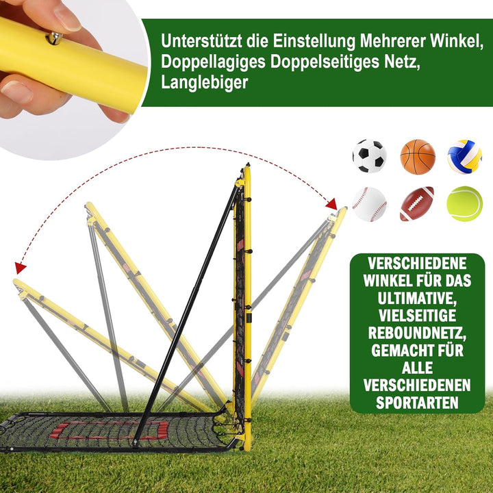 Fussball Rebounder, 85x85cm/120x120cm Rebounder für Fussball, Verstellbar mit 8 Winkeln, Doppellagig