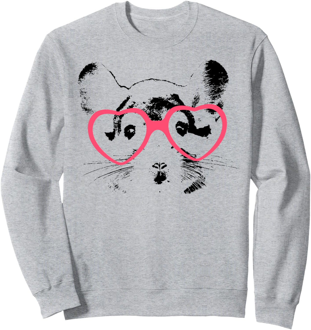 Chinchilla Herz Brille pink Valentinstag Sweatshirt