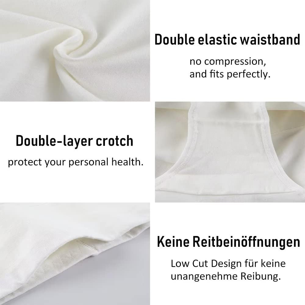 YouShow Unterhosen Damen 5er Pack Baumwolle Hohe Taille Unterwäsche Slip Stretchanteil S Weiss, S We
