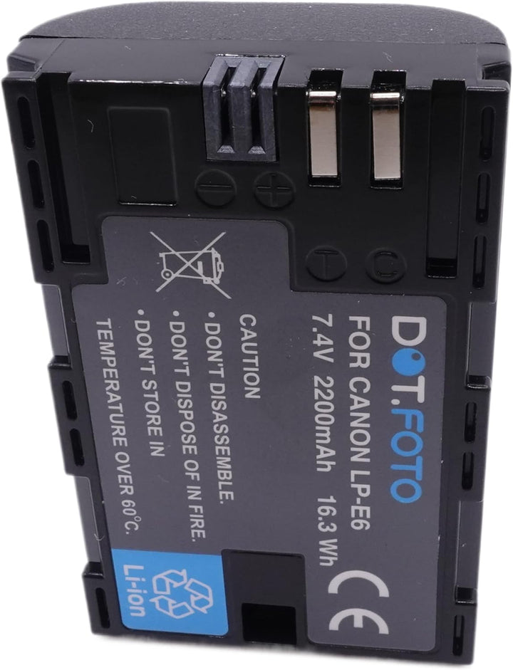 Dot.Foto LP-E6 Premium Hohe Kapazität 7.4v / 2200mAh Akku für Canon x 1 - LP-E6 2200mAh, x 1 - LP-E6