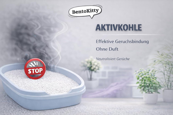 BentoKitty Katzenstreu (20L, 2er Pack) mit Aktivkohle, Klumpend, weiss, feinkörnig, Klumpstreu aus B