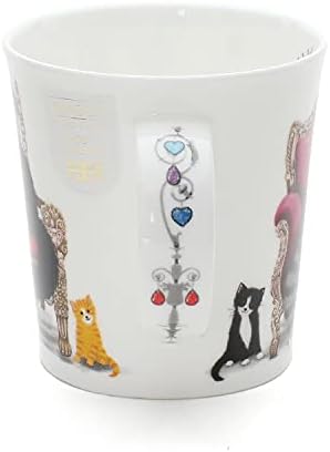 LO-REGC-BW Tasse mit Katzenmotiv, aus feinstem Knochenporzellan, 0,32 cm, Schwarz / Weiss