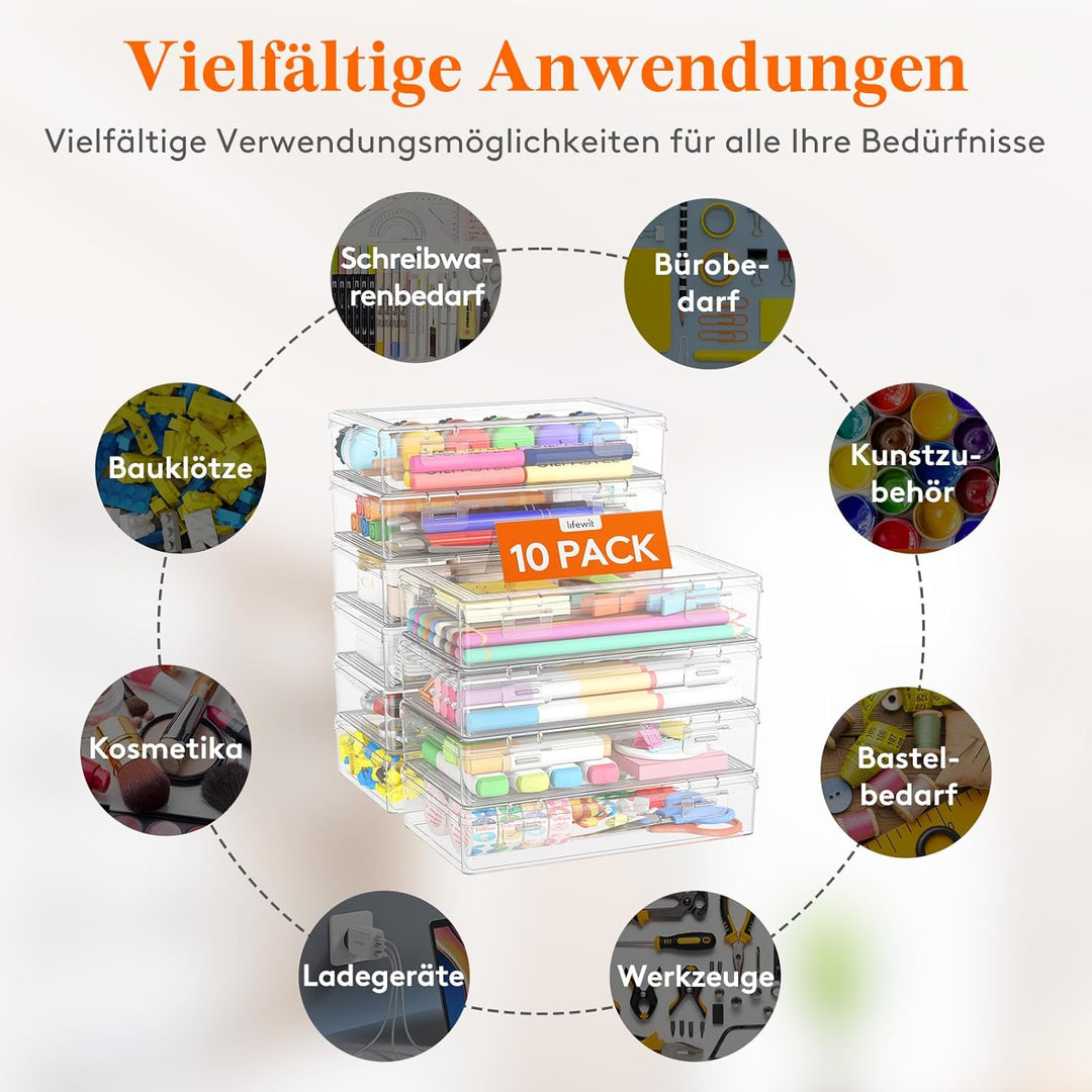 Lifewit Stiftebox mit Snap-Dicht Deckel, Hochwertiges Kunststoff Bürobedarf Organizer, Aufbewahrungs