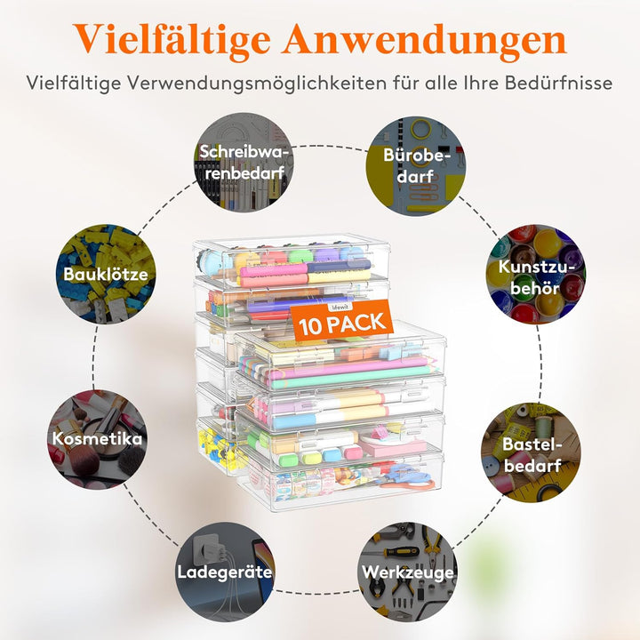 Lifewit Stiftebox mit Snap-Dicht Deckel, Hochwertiges Kunststoff Bürobedarf Organizer, Aufbewahrungs