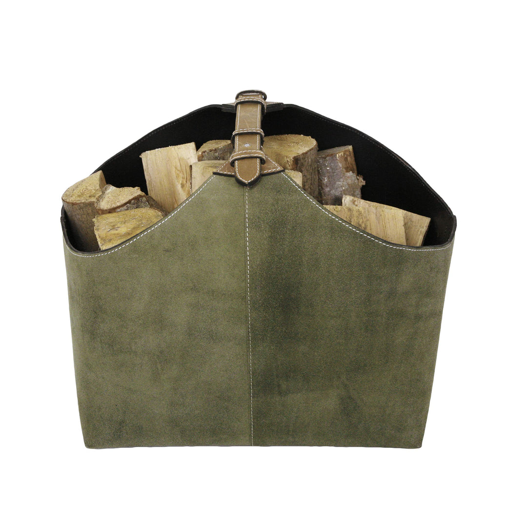 ØRSKOV - Holzkorb (LOG HOLDER) aus Wildleder bzw. Leder design by Jørgen Møller Olive/Braun, Olive/B