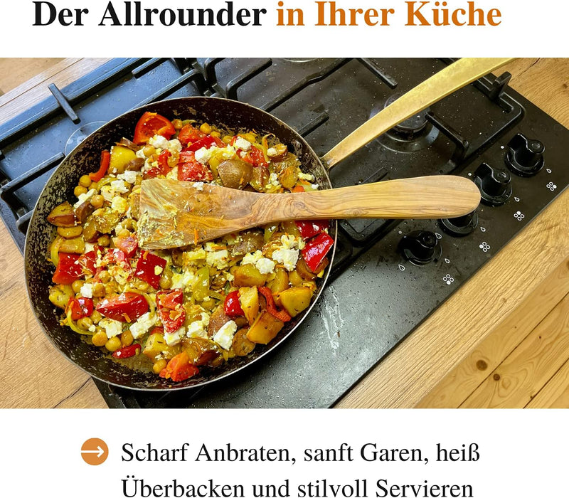 CopperGarden Kupferpfanne WOK 28 cm mit Stiel I Mit Zinn beschichtete Pfanne aus Kupfer zur idealen