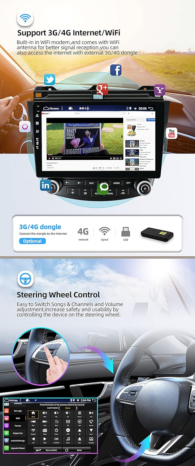 JOYX - 6G+128G - Android 15 Autoradio Passt für Honda Accord 7th (2002-2007) - Eingebaut DSP/Carplay