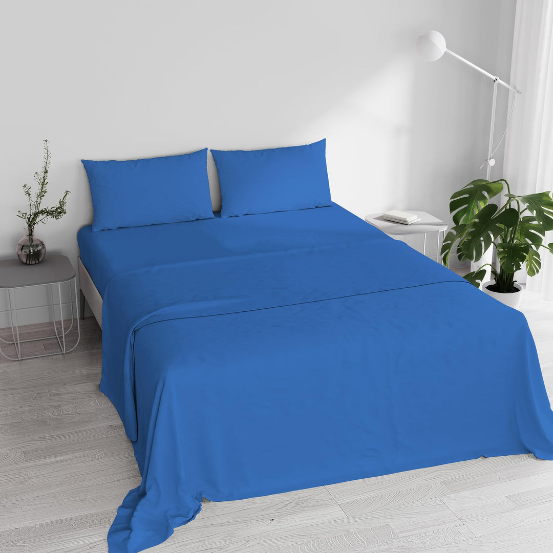 Italian Bed Linen maxcolor Bettwäsche Blau 240 x 300 cm Blau, 240 x 300 cm Blau