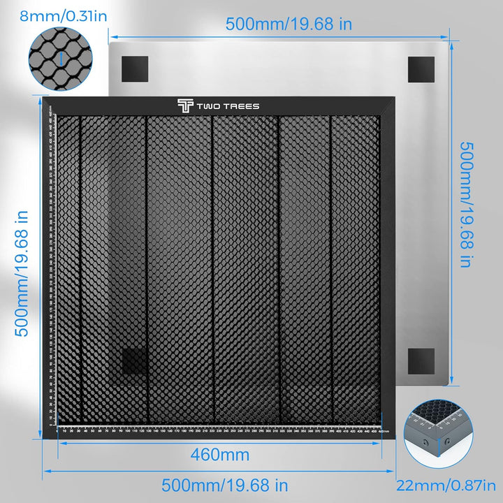 Twotrees Wabentisch 500x500mm Waben Arbeitstisch für Lasergravierer Wabenlaserbett Laser Honeycomb,