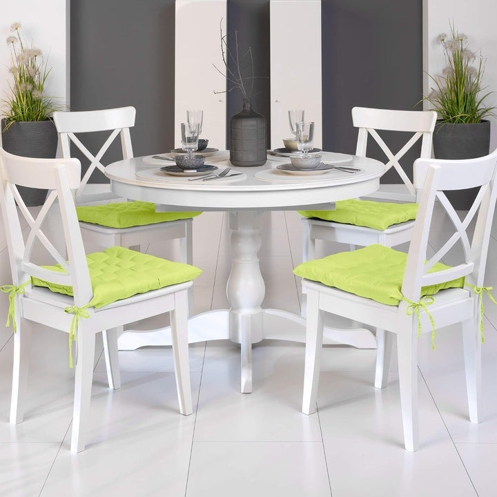 Beautissu 4er Set Stuhlkissen mit Bändern Indoor &amp; Outdoor Auflagen Stühle | 40x40 in Grün mit 5cm P