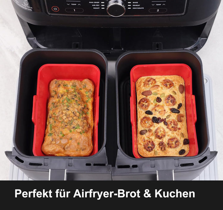 Backform für Heissluftfritteuse, 2 Stück Silikon Kastenform für Ninja Heissluftfritteuse – extra dic