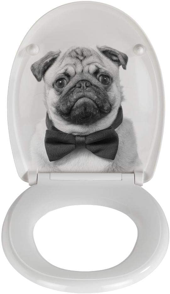 WENKO WC-Sitz Pugy, hygienischer Toilettensitz mit Absenkautomatik, Fix-Clip Hygiene-Befestigung, WC