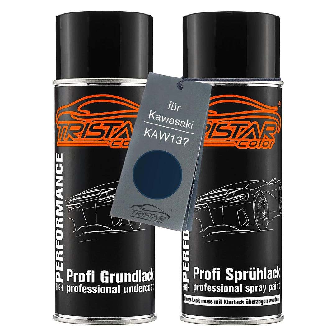 TRISTARcolor Motorradlack Spraydosen Set für Kawasaki KAW137 Blue Perl Metallic Grundlack Basislack