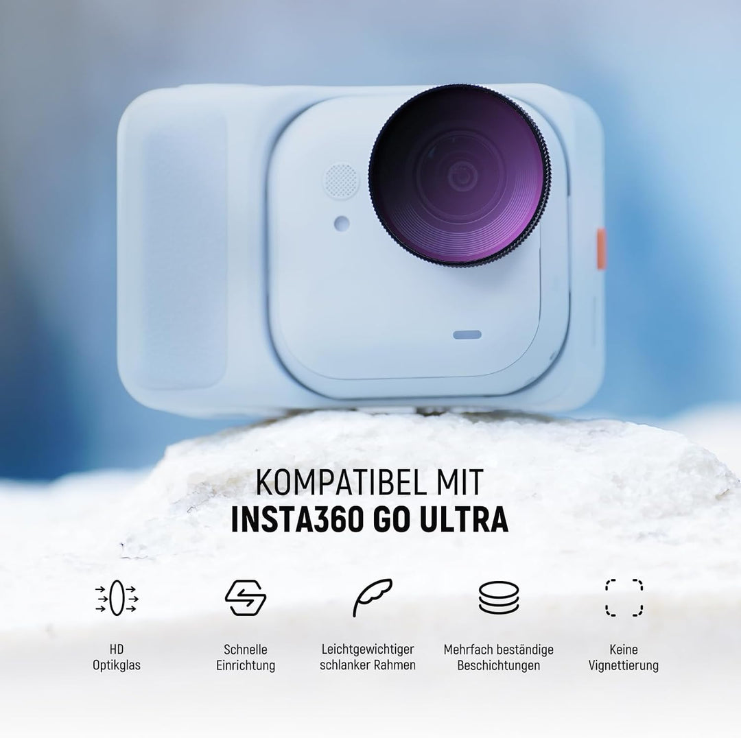 NEEWER ND Filter Set kompatibel mit Insta360 GO Ultra (ND8/ND16/ND32/ND64), aufschraubbares Graufilt