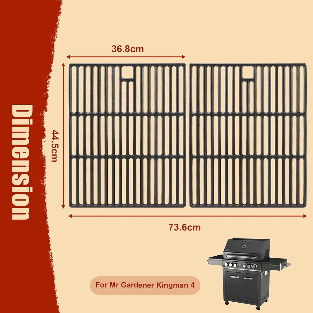 Denmay 44,5 x73,6 cm Gusseisen Grillrost für Mr Gardener Kingman 4, Emailliert Grillrost Ersatz für