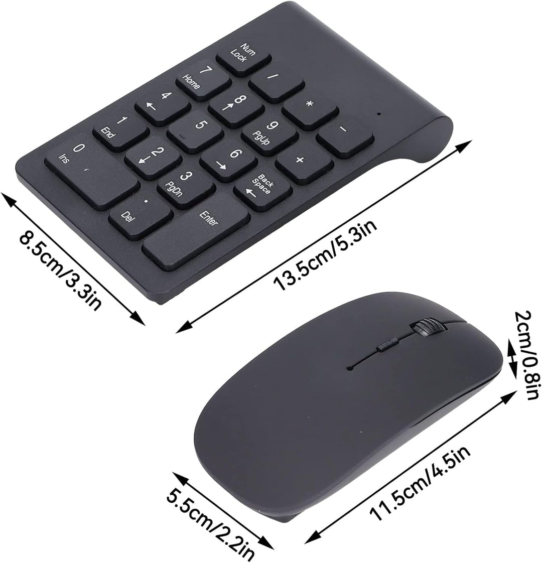 Kabelloser Ziffernblock und Maus, 5,3x3,3Zoll 2,4GHz 1200DPI 18 Tasten Universell kabellos USB Numme