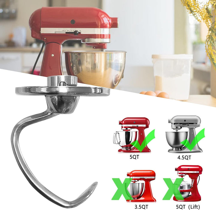 Spiral Knethaken Zubehör für Küchenmaschine,Küchengeräte Knethaken aus Edelstahl für Kitchen-Aid 4.5