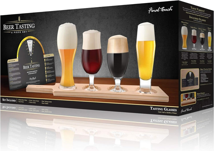 Bierprobe Set - 4 Gläser, Halter und Guide