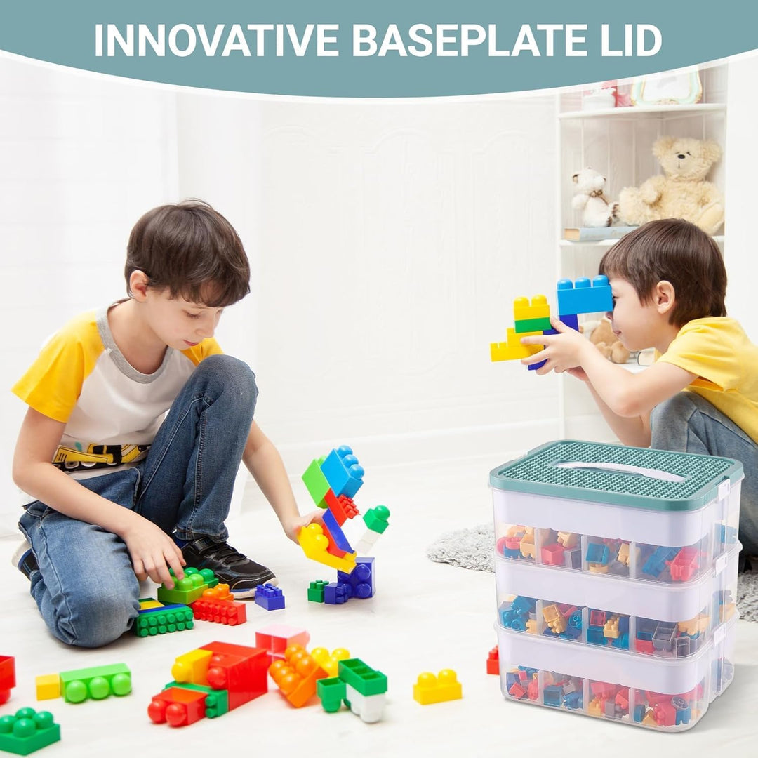 Aufbewahrungsbox Bausteine Aufbewahrungsbox mit Deckel,Kunststoff Sortierboxen Spielzeug Transparent