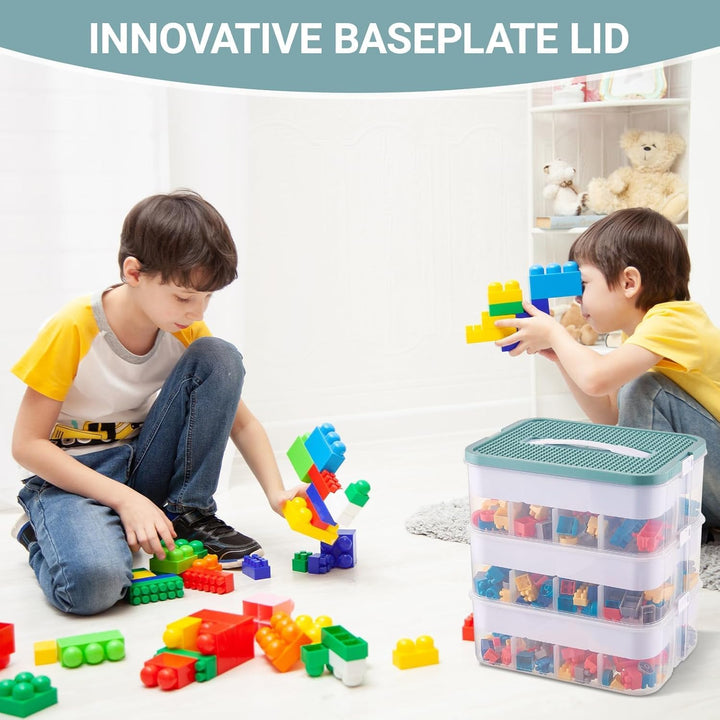 Aufbewahrungsbox Bausteine Aufbewahrungsbox mit Deckel,Kunststoff Sortierboxen Spielzeug Transparent